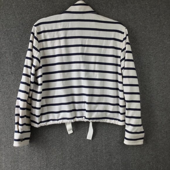 LOFT Draw String Long Sleeve Striped Jacket Top Sz M/L - Picture 3 of 11